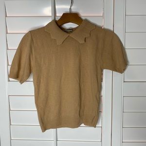 Vintage collard tan crop top